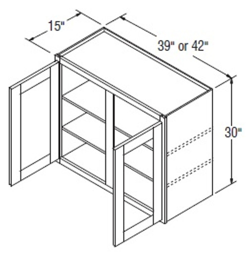 Aristokraft Cabinetry Select Series Brellin PureStyle Wall Cabinet with Doors Prepped For Glass WPG393015