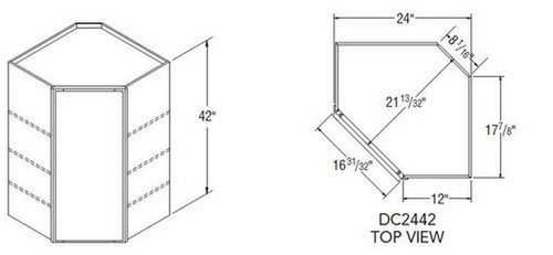 Aristokraft Cabinetry Select Series Brellin PureStyle Diagonal Corner Cabinet DC2442L Hinged Left