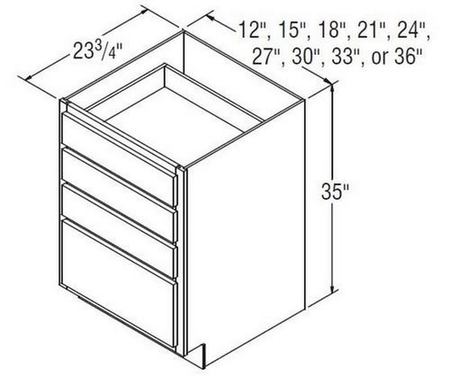 Aristokraft Cabinetry Select Series Brellin PureStyle Four Drawer Base DB30-4