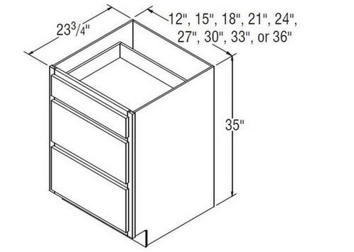 Aristokraft Cabinetry Select Series Brellin PureStyle Three Drawer Base DB33