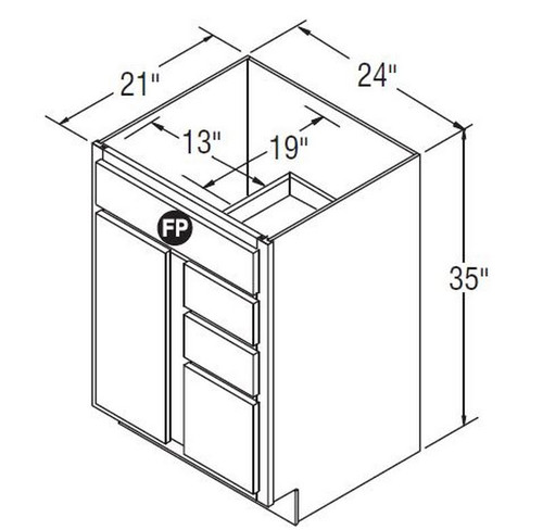 Aristokraft Cabinetry Select Series Brellin PureStyle Vanity With Drawer Base VSD2435L Hinged Left