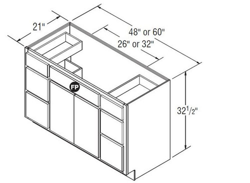 Aristokraft Cabinetry Select Series Brellin PureStyle Vanity Double Drawer Base VDDB6032.5