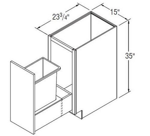 Aristokraft Cabinetry Select Series Brellin PureStyle Waste Basket Base BWB15FHBMG