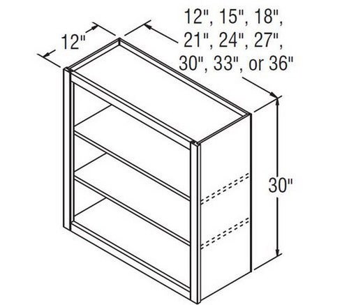 Aristokraft Cabinetry All Plywood Series Brellin Sarsaparilla PureStyle 5 Piece Wall Open Cabinet WOL3030