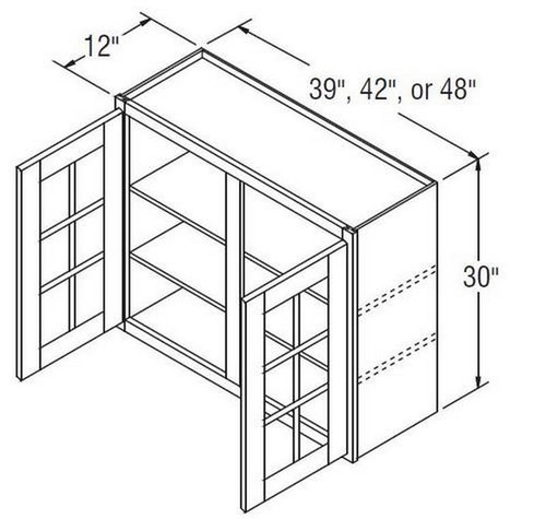 Aristokraft Cabinetry All Plywood Series Brellin Sarsaparilla PureStyle 5 Piece Wall Cabinet With Mullion Doors WMD4830