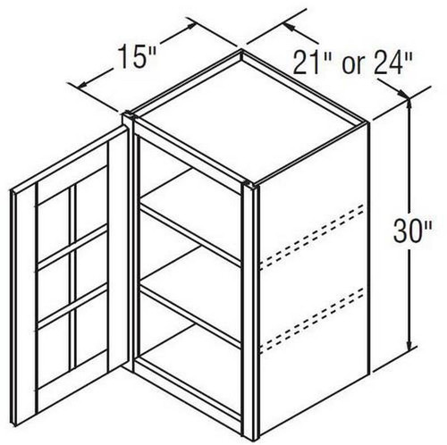 Aristokraft Cabinetry All Plywood Series Brellin Sarsaparilla PureStyle 5 Piece Wall Cabinet With Mullion Doors WMD243015L Hinged Left