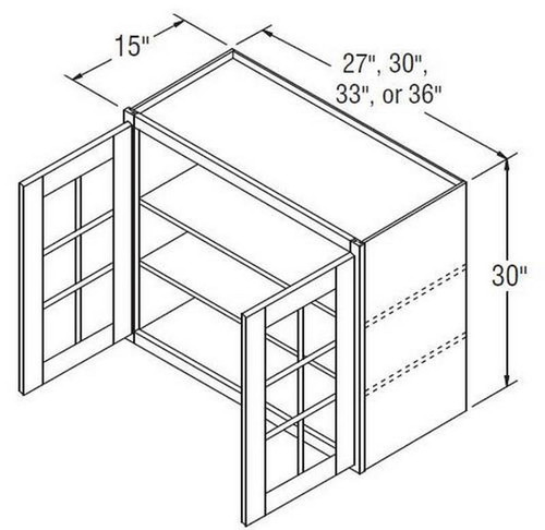 Aristokraft Cabinetry All Plywood Series Brellin Sarsaparilla PureStyle 5 Piece Wall Cabinet With Mullion Doors WMD363015B