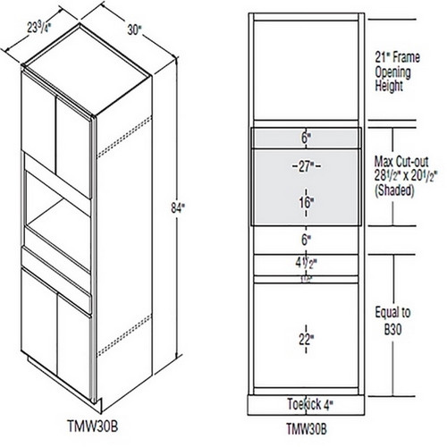 Aristokraft Cabinetry All Plywood Series Brellin Sarsaparilla PureStyle 5 Piece Microwave Tall Cabinet TMW30B
