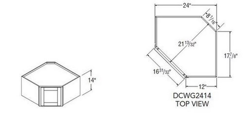 Aristokraft Cabinetry All Plywood Series Brellin Sarsaparilla PureStyle 5 Piece Diagonal Wall Cabinet with Glass DCWG2414