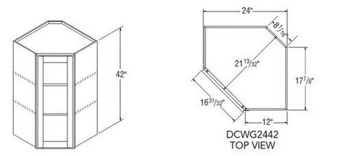 Aristokraft Cabinetry All Plywood Series Brellin Sarsaparilla PureStyle 5 Piece Diagonal Wall Cabinet with Glass DCWG2442