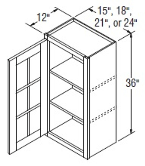 Aristokraft Cabinetry Select Series Brellin Sarsaparilla PureStyle 5 Piece Wall Cabinet with Mullion Doors WMD2136R Hinged Right