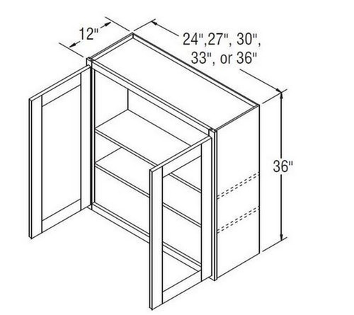 Aristokraft Cabinetry Select Series Brellin Sarsaparilla PureStyle 5 Piece Wall Cabinet With Doors Prepped For Glass WPG3036B