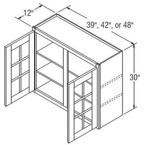 Aristokraft Cabinetry Select Series Brellin Sarsaparilla PureStyle 5 Piece Wall Cabinet With Mullion Doors WMD4830