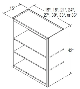Aristokraft Cabinetry Select Series Brellin Sarsaparilla PureStyle 5 Piece Wall Open Cabinet WOL364215