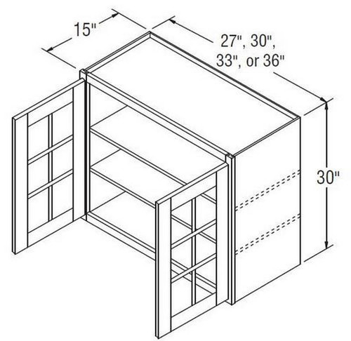 Aristokraft Cabinetry Select Series Brellin Sarsaparilla PureStyle 5 Piece Wall Cabinet With Mullion Doors WMD273015B