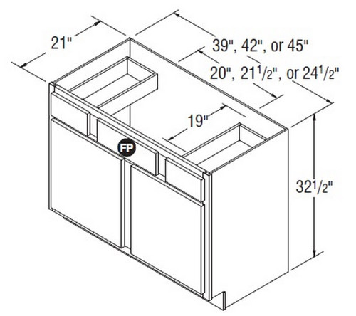 Aristokraft Cabinetry Select Series Brellin Sarsaparilla PureStyle 5 Piece Vanity Sink Base VSB3932.5