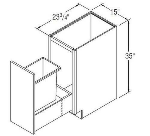 Aristokraft Cabinetry Select Series Brellin Sarsaparilla PureStyle 5 Piece Waste Basket Base BWB15FHBMG