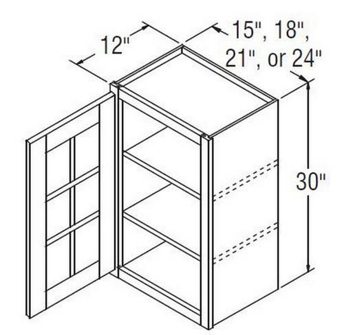 Aristokraft Cabinetry Select Series Brellin Sarsaparilla PureStyle 5 Piece Wall Cabinet With Mullion Doors WMD2130