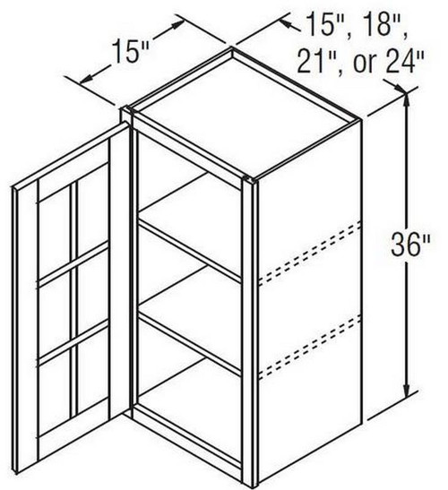 Aristokraft Cabinetry Select Series Brellin Sarsaparilla PureStyle 5 Piece Wall Cabinet With Mullion Doors WMD153615