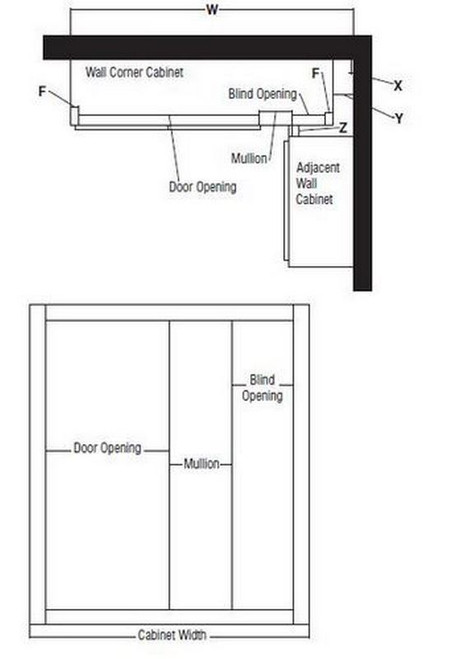 Aristokraft Cabinetry Select Series Brellin Sarsaparilla PureStyle 5 Piece Blind Corner Wall Cabinet Square Corner Wall Door and Opening Sizes SC4836B