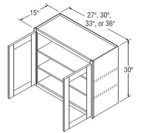 Aristokraft Cabinetry All Plywood Series Brellin Sarsaparilla PureStyle Wall Cabinet With Doors Prepped for Glass WPG303015B