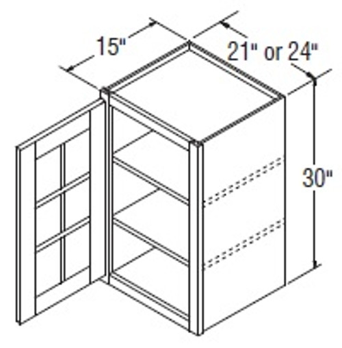Aristokraft Cabinetry Select Series Brellin Sarsaparilla PureStyle Wall Cabinet with Mullion Doors WMD243015R Hinged Right