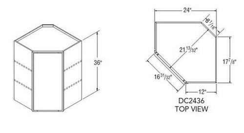 Aristokraft Cabinetry Select Series Brellin Sarsaparilla PureStyle Diagonal Corner Cabinet DC2436R Hinged Right