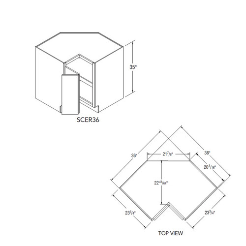 Aristokraft Cabinetry Select Series Brellin Sarsaparilla PureStyle Square Corner Easy Reach Base SCER36R Hinged Right