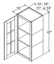 Aristokraft Cabinetry All Plywood Series Decatur Purestyle Wall Cabinet with Mullion Doors WMD154215L Hinged Left