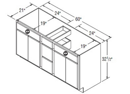 Aristokraft Cabinetry All Plywood Series Decatur Purestyle Double Vanity Sink With Drawer Base VSDB6032.5