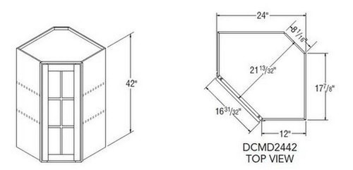 Aristokraft Cabinetry Select Series Decatur Purestyle Diagonal Corner Cabinet With Mullions DCMD2442L Hinged Left