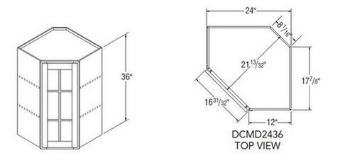 Aristokraft Cabinetry Select Series Decatur Purestyle Diagonal Corner Cabinet With Mullions DCMD2436L Hinged Left