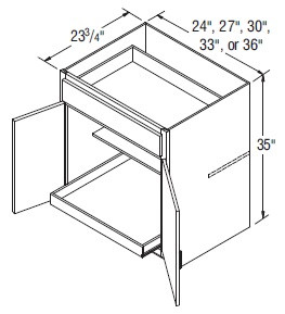 Aristokraft Cabinetry Select Series Decatur Purestyle Base Cabinets with Roll Tray B36RTB