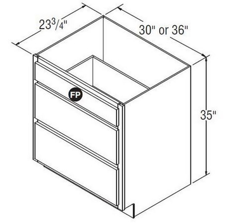 Aristokraft Cabinetry Select Series Decatur Purestyle Three Drawer Base With False Panel DBFP36