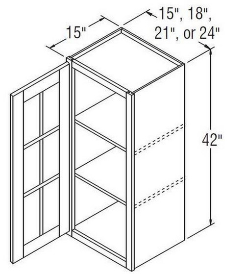 Aristokraft Cabinetry Select Series Glyn Birch Paint Wall Cabinet With Mullion Doors WMD184215R Hinged Right