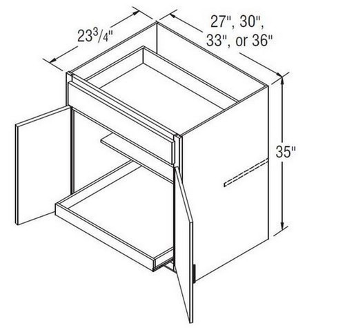 Aristokraft Cabinetry Select Series Glyn Birch Paint Base Cabinets With Roll Tray B33RTB