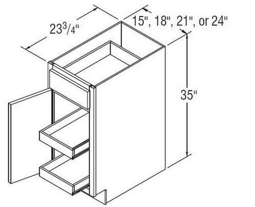Aristokraft Cabinetry Select Series Glyn Birch Paint Base Cabinets With Double Roll Tray B21RT-2