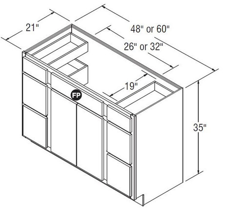 Aristokraft Cabinetry Select Series Glyn Birch Paint Vanity Double Drawer Base VDDB4835-3