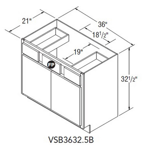 Aristokraft Cabinetry Select Series Glyn Birch Paint Vanity Sink Base VSB3632.5B