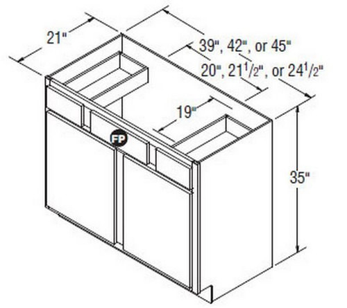 Aristokraft Cabinetry Select Series Glyn Birch Paint Vanity Sink Base VSB4235