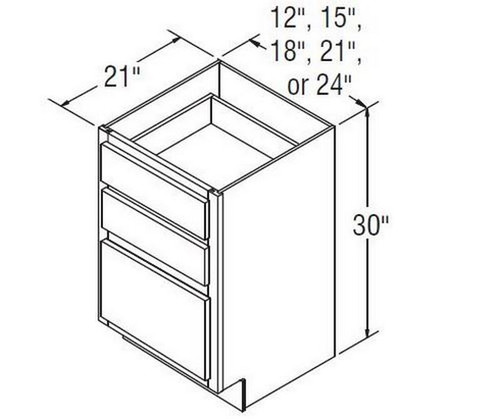 Aristokraft Cabinetry Select Series Glyn Birch Paint Vanity Three Drawer Base VDB15