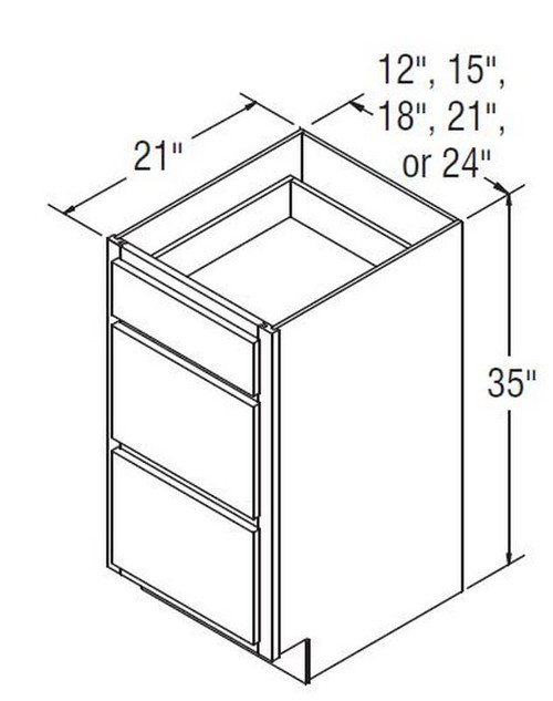 Aristokraft Cabinetry Select Series Glyn Birch Paint Vanity Three Drawer Base VDB1235