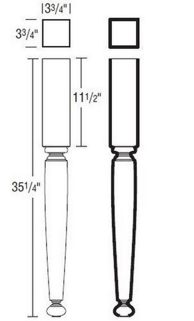 Aristokraft Cabinetry Select Series Glyn Birch Paint Island Leg ISLEGSQ