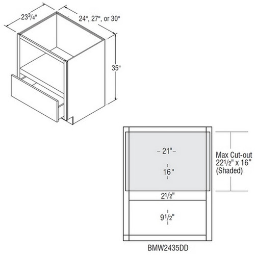 Aristokraft Cabinetry Select Series Glyn Birch Paint Microwave Base Cabinet BMW2435DD