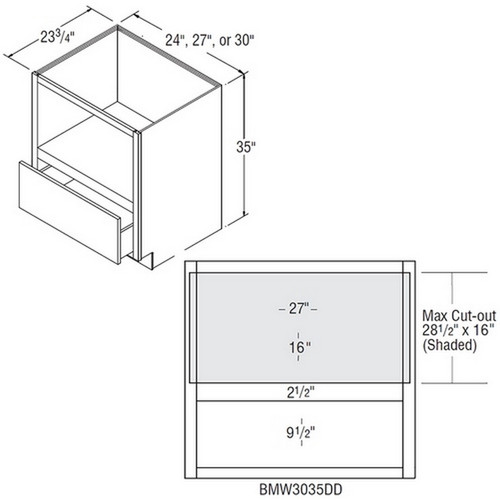 Aristokraft Cabinetry Select Series Glyn Birch Paint Microwave Base Cabinet BMW3035DD