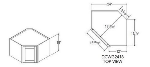 Aristokraft Cabinetry Select Series Glyn Birch Paint Diagonal Wall Cabinet with Glass DCWG2418