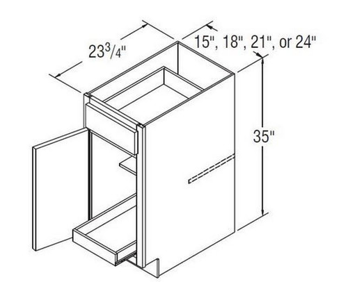 Aristokraft Cabinetry All Plywood Series Glyn Birch Base Cabinets With Roll Tray B15RT