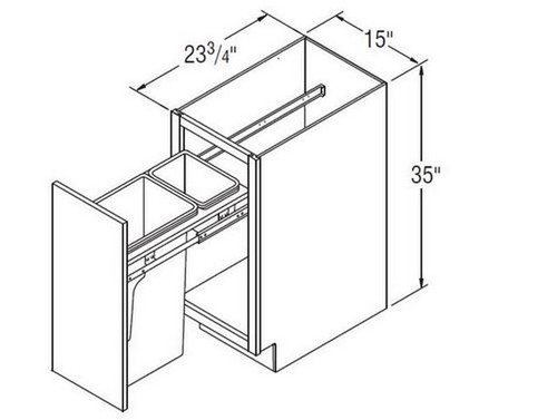 Aristokraft Cabinetry All Plywood Series Glyn Birch Waste Basket Base BWB15FH