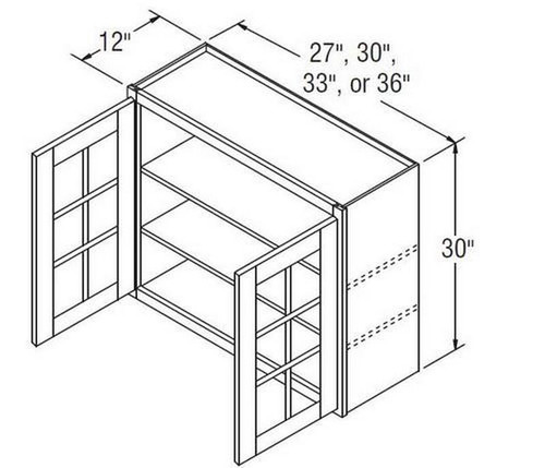 Aristokraft Cabinetry Select Series Glyn Birch Wall Cabinet With Mullion Doors WMD3030B