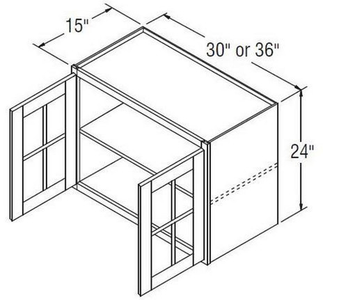 Aristokraft Cabinetry Select Series Glyn Birch Wall Cabinet With Doors Prepped For Glass WPG302415B